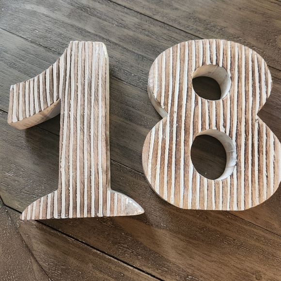 Decorative Wood Number 18 Standing and Hanging Wooden Number Block - Picture 5 of 6